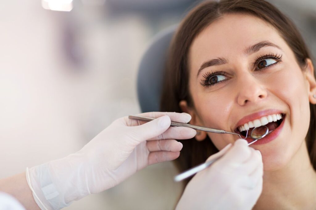 A woman getting a dental check-up